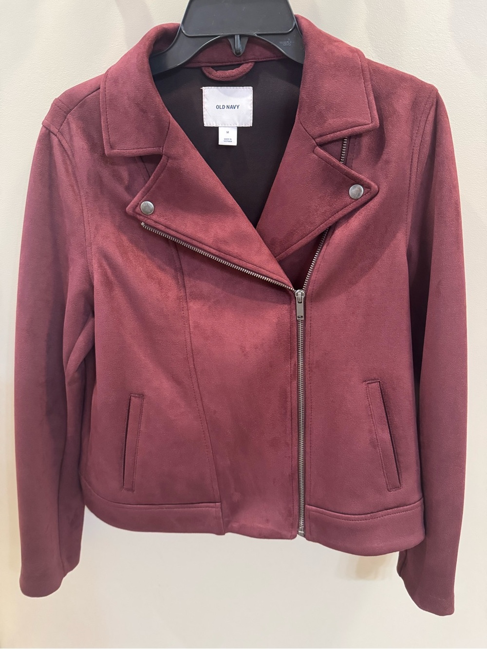 NWOT Old Navy Burgundy Suede-Look Moto Jacket